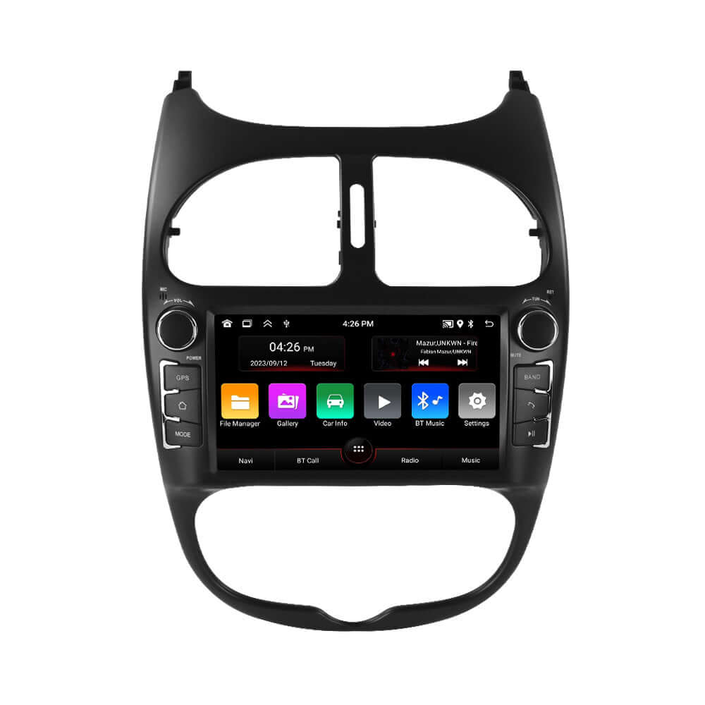 Peugeot 206 – 7" radio med Apple CarPlay och Android Auto med pekskärm och knappar