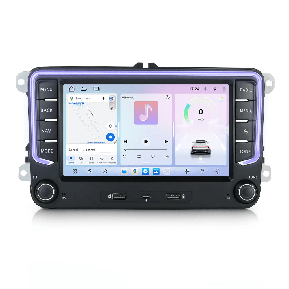 VW PQ35 (2006-2015) Apple CarPlay – 7” radio med ambient belysning 