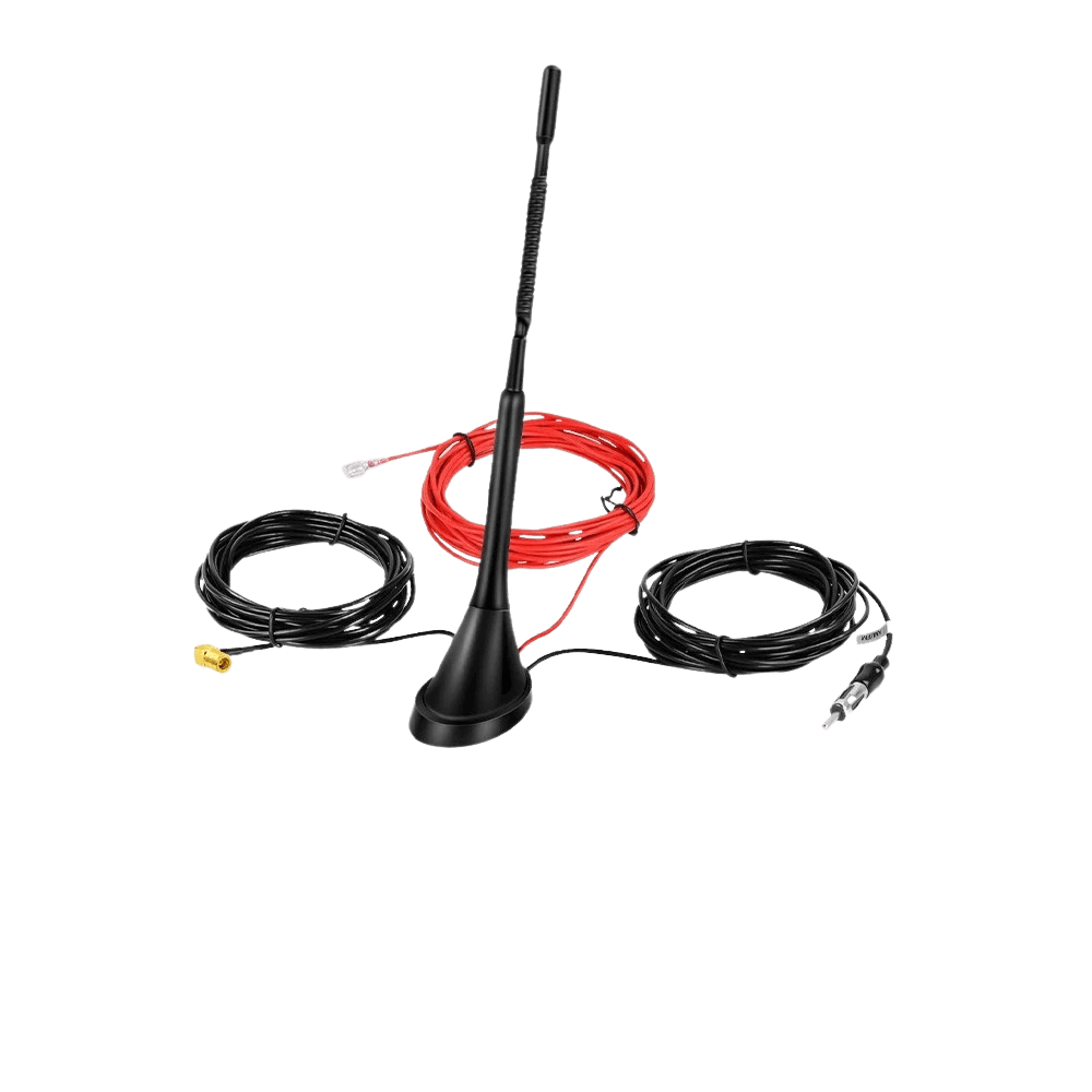 Bil-takantenn – 29 cm, 5 meter kabel, DAB/DAB+/FM/AM med flexibel montering och SMB-kontakt.
