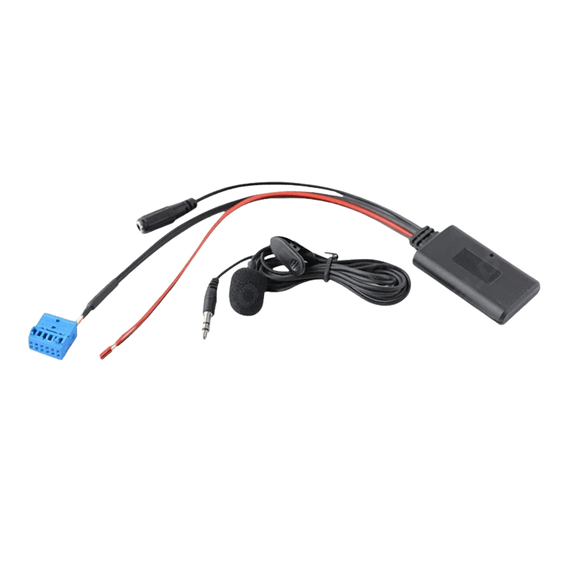 Bluetooth-adapter för VW Golf, Polo och Passat med tillbehör för installation och musikstreaming.