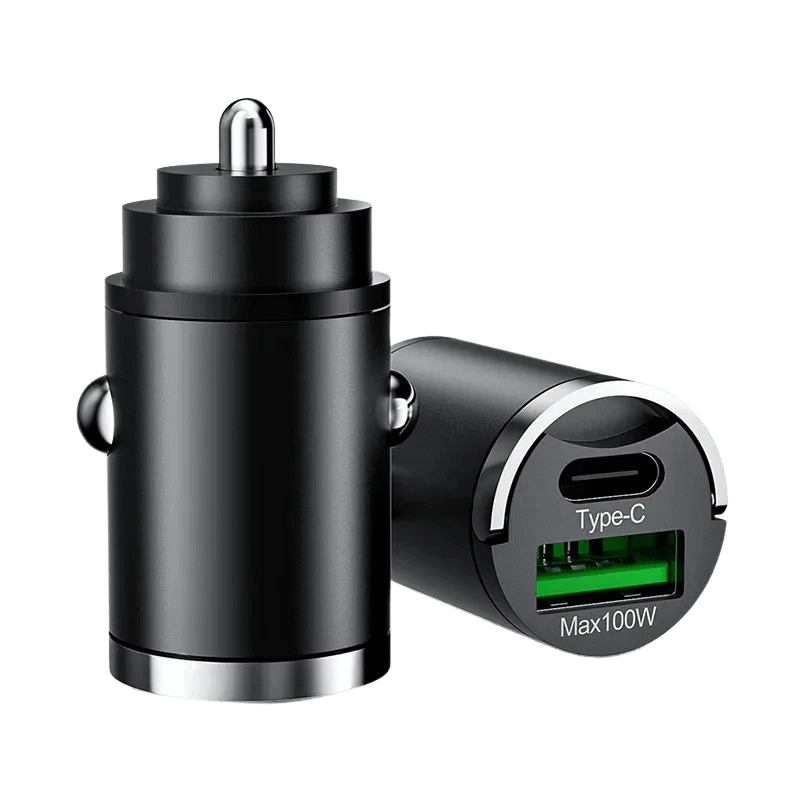 Kompakt billaddare med USB-A och USB-C – stöder snabbladdning – Bilmedie.se