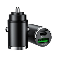 Kompakt billaddare med USB-A och USB-C-Supports snabb laddning