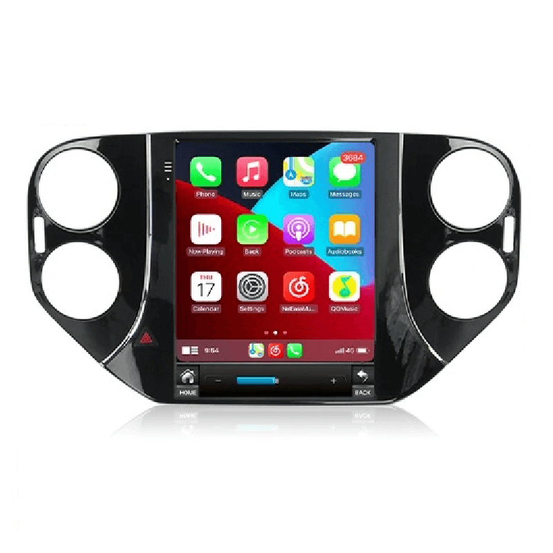 VW Tiguan 10–16 – 9,7” Radio med Apple CarPlay och Android Auto-skärm med modern design.